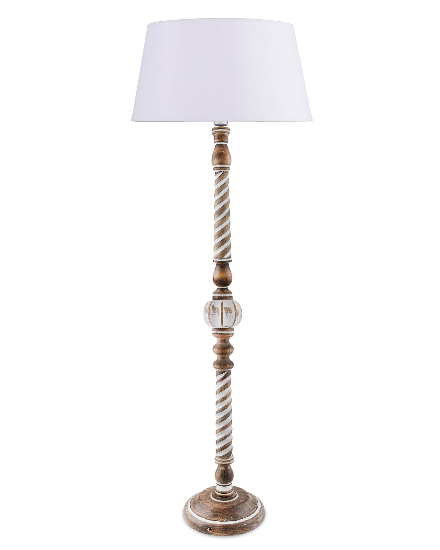 Classic Twister Antique white finish wooden floor lamp
