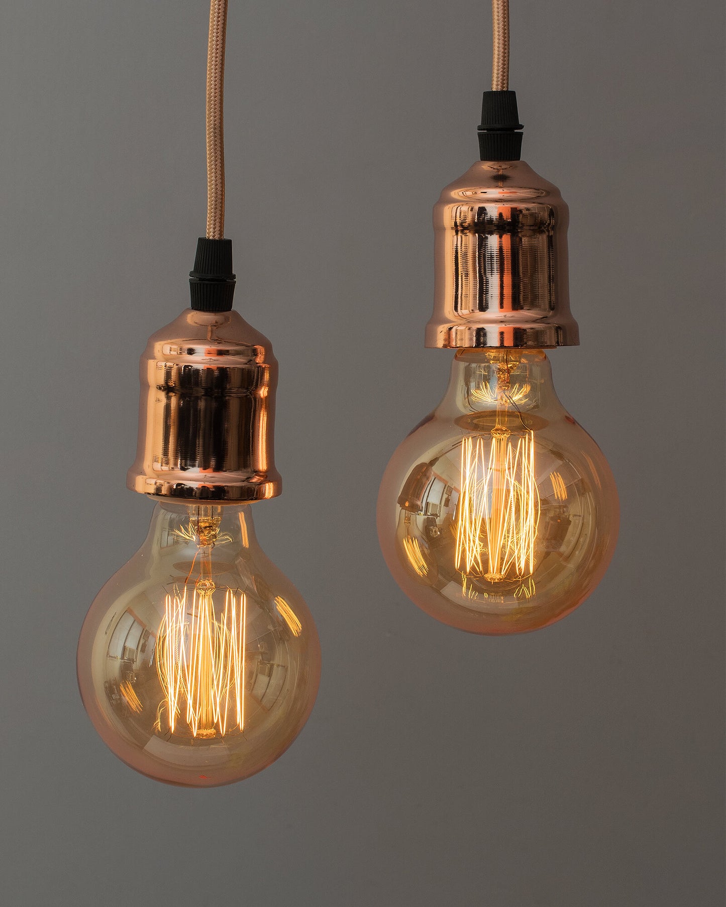 Homesake® Edison Filament Metallic Black Bronze Bulb Holder, Urban, Retro, Nordic Style, With Fixture, Set of 2