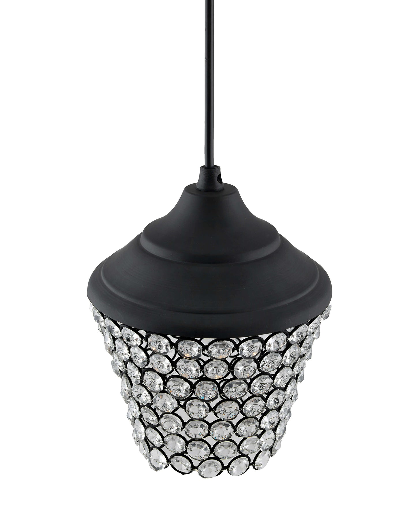 Matt black Crystal hanging lantern light, ceiling light, Nordic E27 pendant