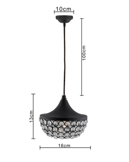 Matt black Crystal hanging goblet light, ceiling light, Nordic E27 pendant
