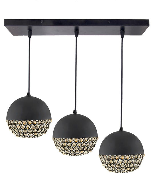 3-lights Linear Cluster Chandelier Crystal hanging globe hanging Pendant Light, kitchen area and dining room light