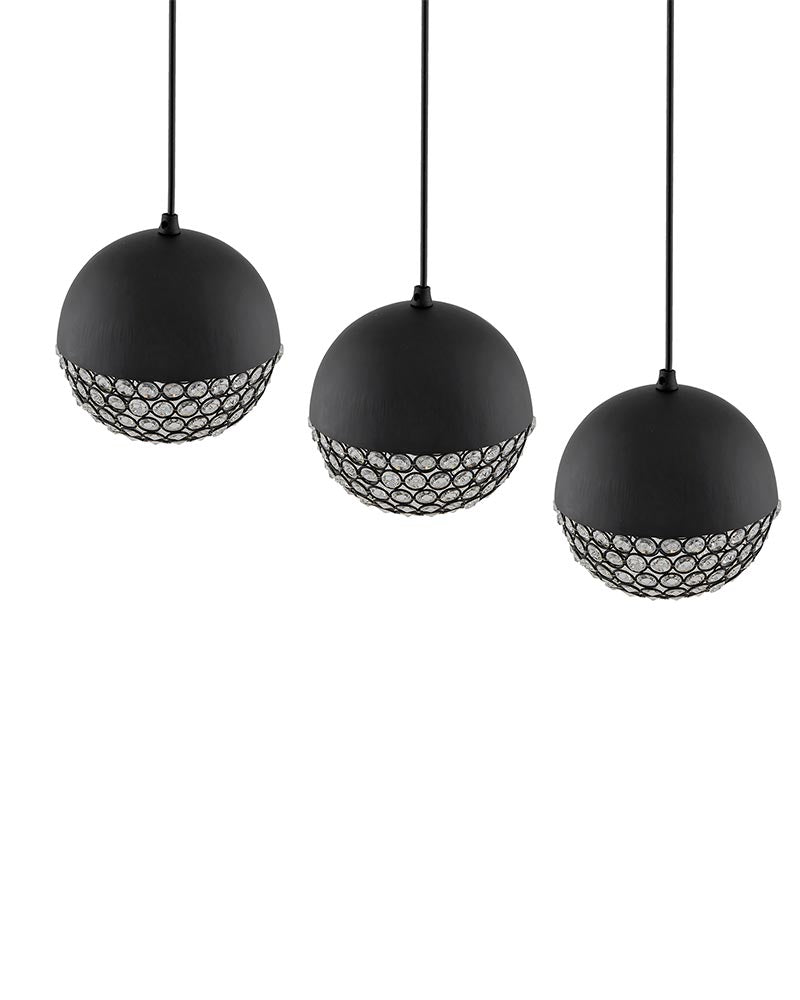 3-lights Linear Cluster Chandelier Crystal hanging globe hanging Pendant Light, kitchen area and dining room light