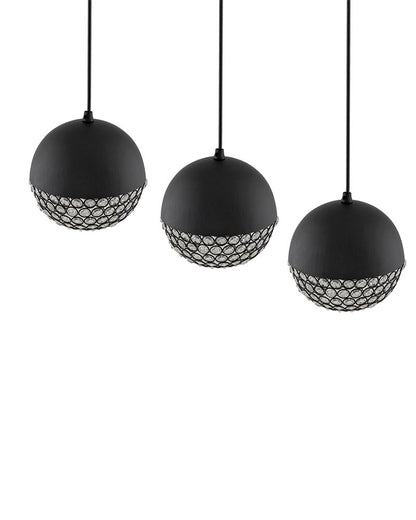 3-lights Linear Cluster Chandelier Crystal hanging globe hanging Pendant Light, kitchen area and dining room light
