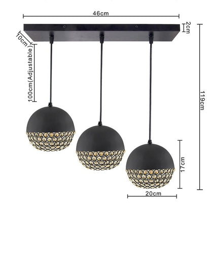 3-lights Linear Cluster Chandelier Crystal hanging globe hanging Pendant Light, kitchen area and dining room light