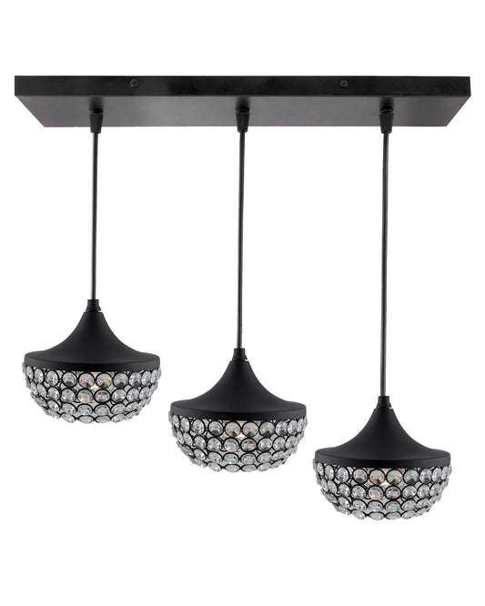 3-lights Linear Cluster Chandelier Crystal hanging goblet Pendant Light, kitchen area and dining room light