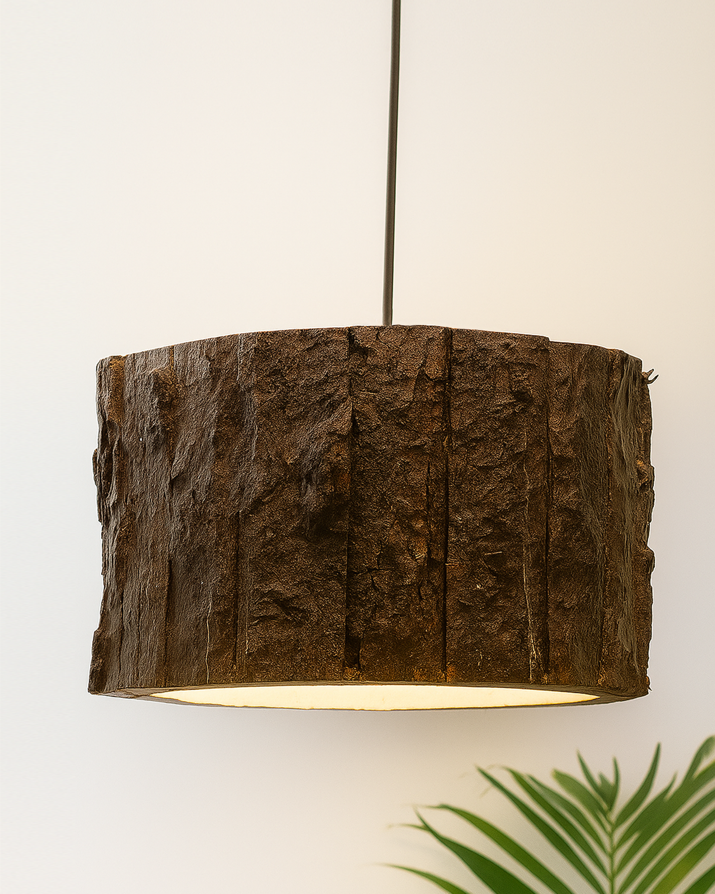 Rustic Wooden Log hanging pendant light, Industrial outdoor light, E27