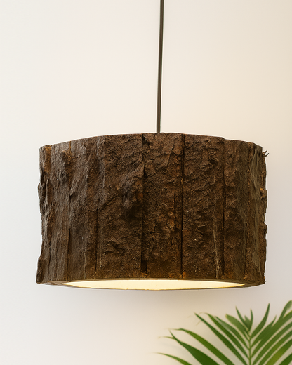 Rustic Wooden Log hanging pendant light, Industrial outdoor light, E27