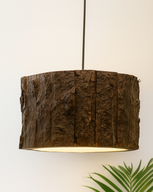 Rustic Wooden Log hanging pendant light, Industrial outdoor light, E27