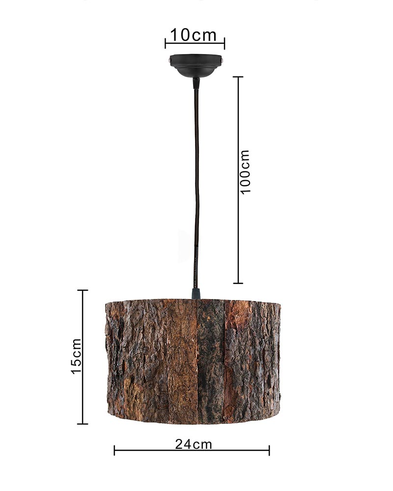 Rustic Wooden Log hanging pendant light, Industrial outdoor light, E27