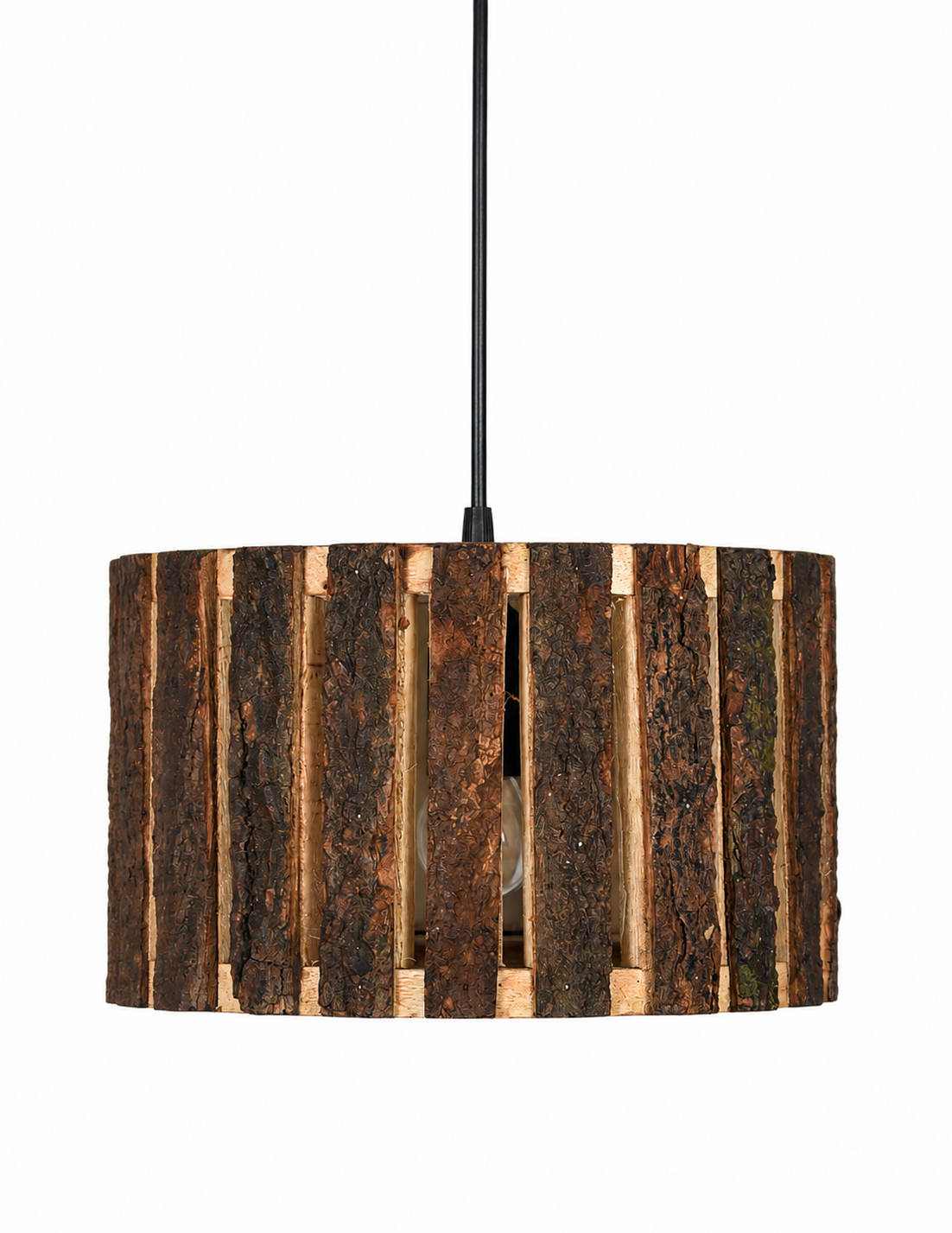 Rustic Wooden Log hanging pendant light, Industrial outdoor light, E27