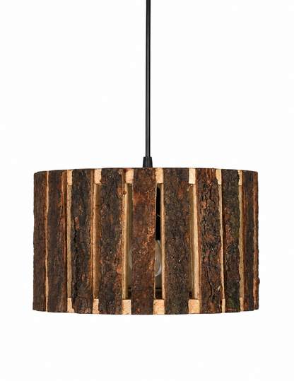 Rustic Wooden Log hanging pendant light, Industrial outdoor light, E27