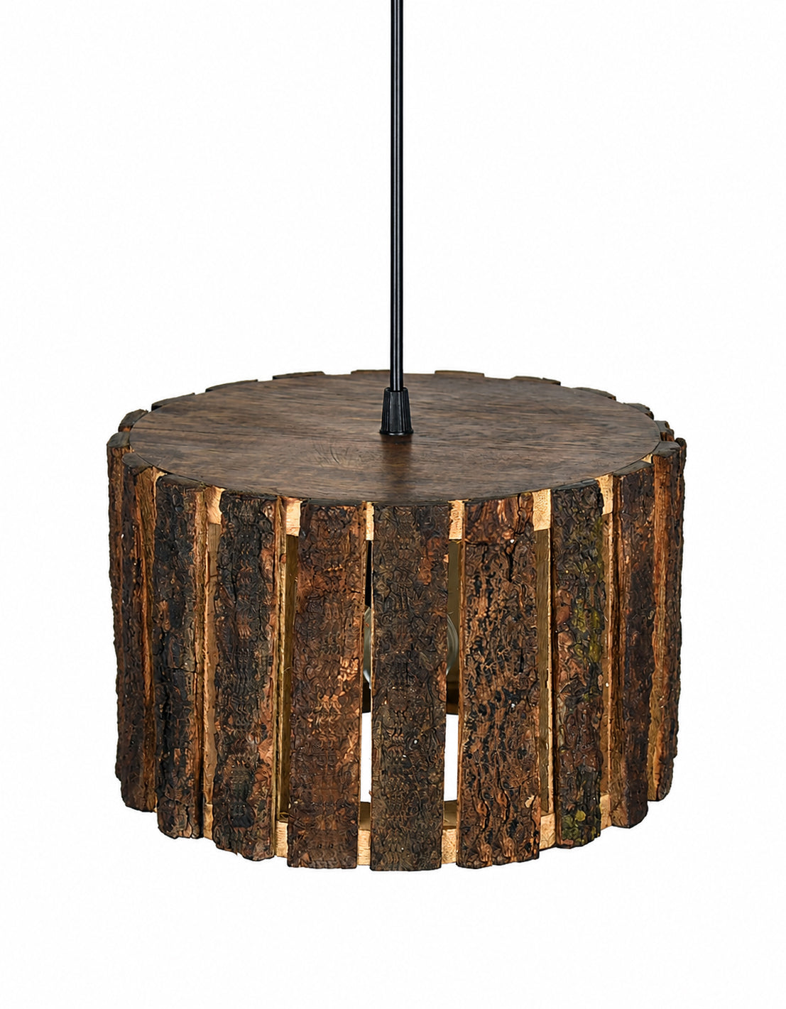 Rustic Wooden Log hanging pendant light, Industrial outdoor light, E27