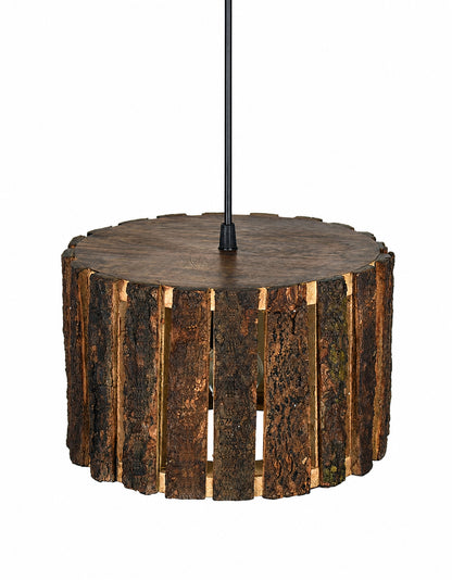 Rustic Wooden Log hanging pendant light, Industrial outdoor light, E27