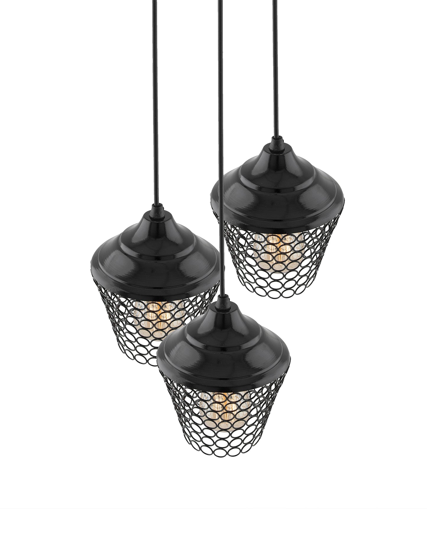 3-lights Round Cluster Chandelier crystal lantern Hanging Pendant Light with Braided Cord