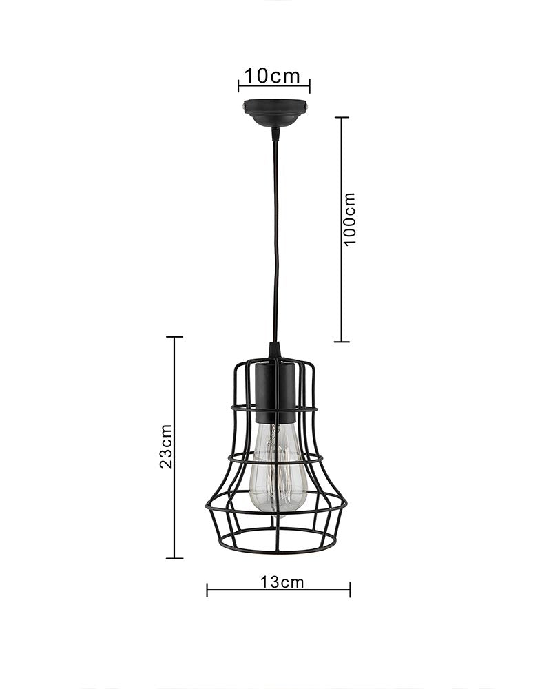 E27 Edison Vintage Black Metal Crown Hanging Light , Set of 2, Pendant Ceiling Light Lamp