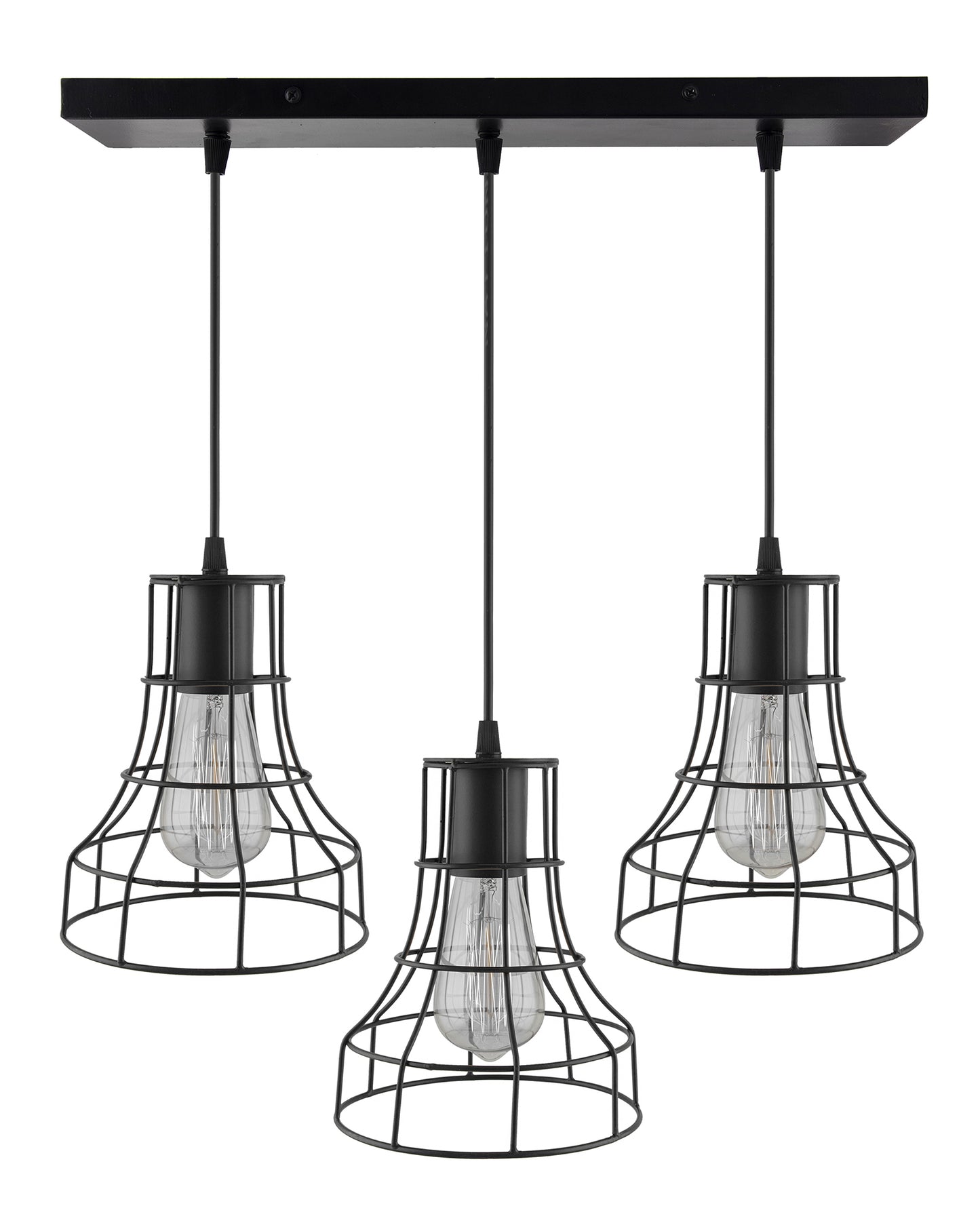 3-lights Linear Cluster Chandelier Metal hanging Pendant Light, kitchen area and dining room light