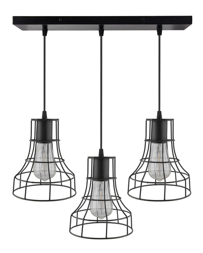 3-lights Linear Cluster Chandelier Metal hanging Pendant Light, kitchen area and dining room light