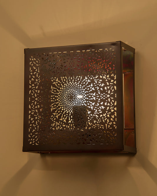 Oriental Square Wall Lamp Light Lampshade, Antique Moroccan Wall Sconce