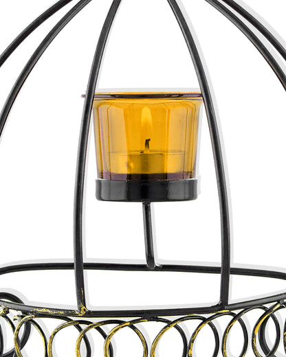 Metal Tealight Holder Bird Cage withGlass candle, Wall Candle holder Art, Metal Wall Sconce Decor