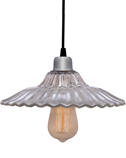 CLASSIC RIBBED Antique Silver GLASS PENDANT hanging light, E27 Nordic Glass ceiling LED/filament light