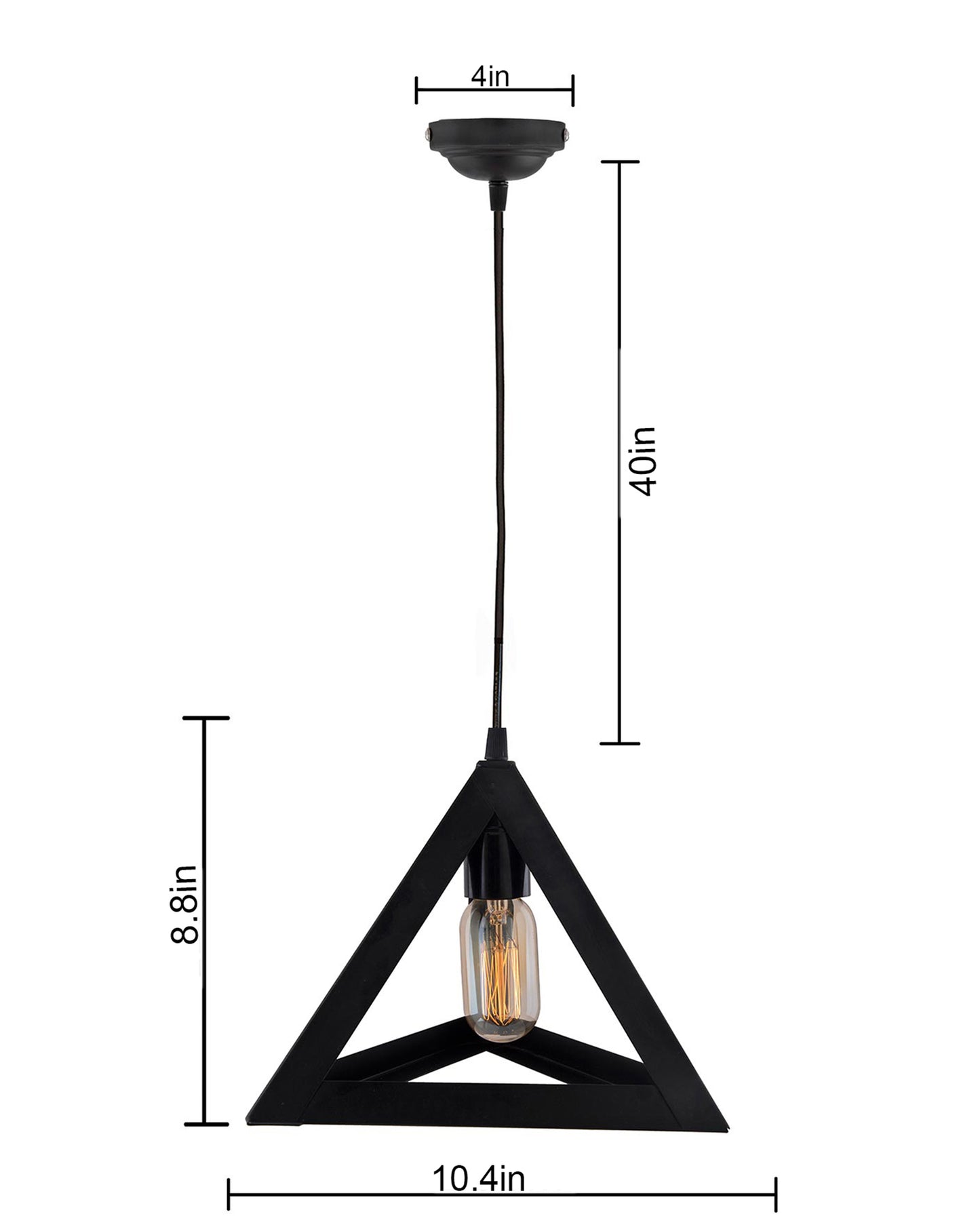 Edison Filament Hanging Triangle 6", E27 Holder, Decorative, Black, URBAN Retro, nordic style, LED/filament bulb