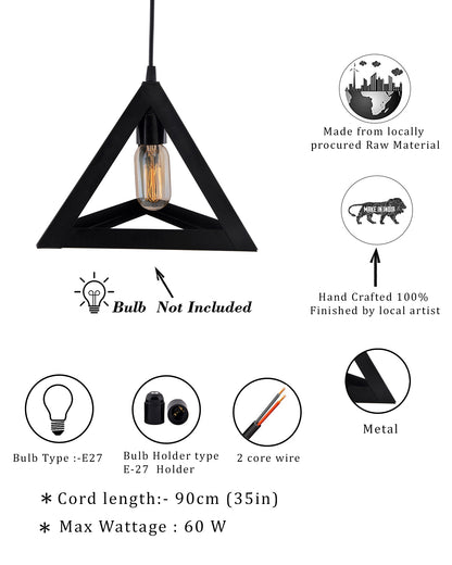 Edison Filament Hanging Triangle 6", E27 Holder, Decorative, Black, URBAN Retro, nordic style, LED/filament bulb