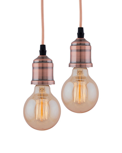 Edison Filament Metallic Antique Copper Bulb Holder, Urban, Retro, Nordic style, With Fixture, Set of 2