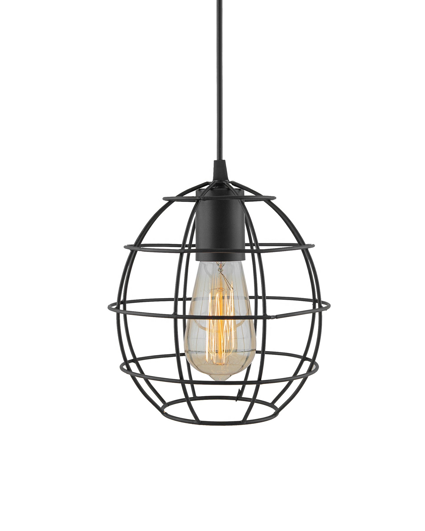 E27 Ediosn Vintage Black Metal Sphere Hanging Light, Pendant Ceiling Light Lamp