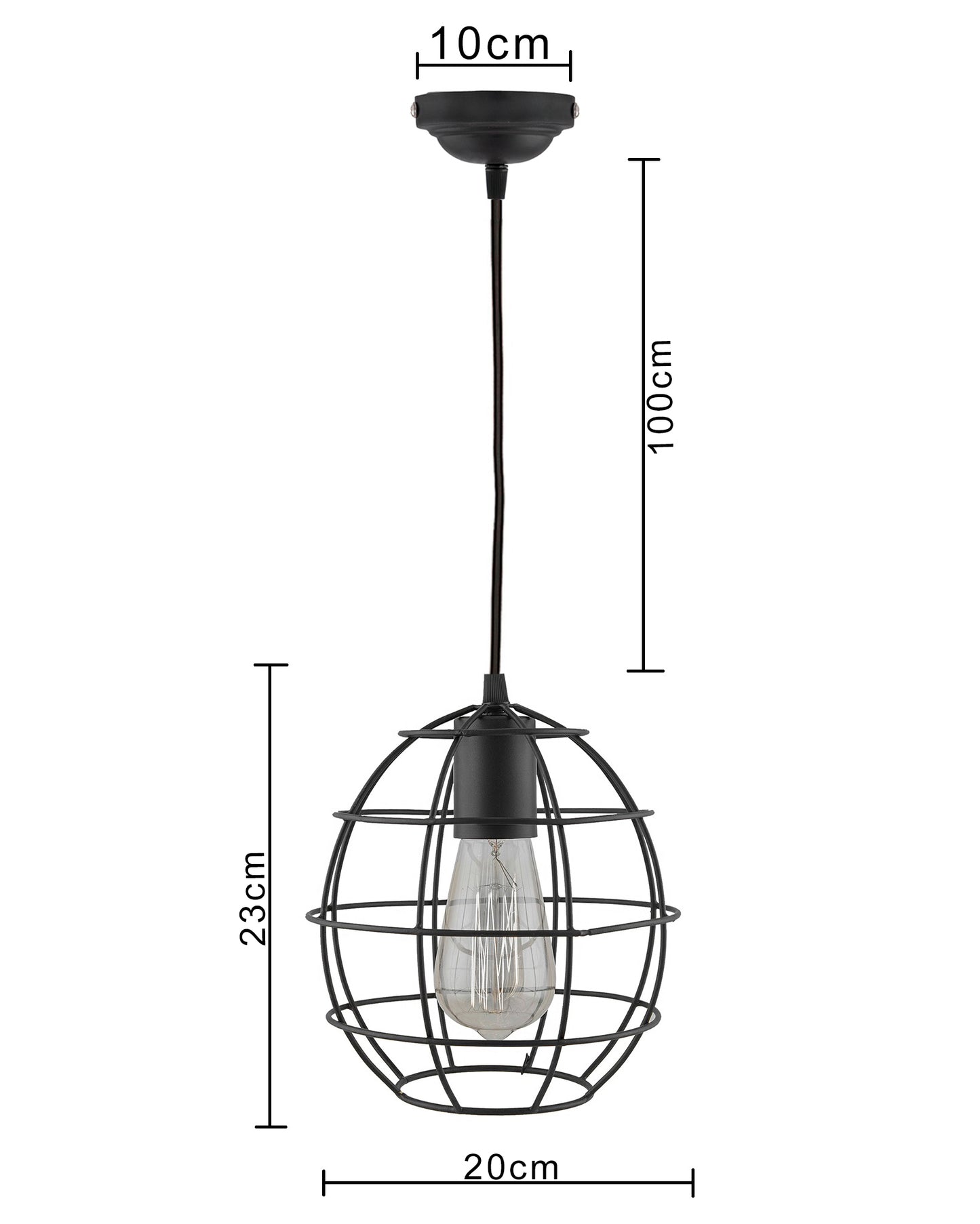 E27 Ediosn Vintage Black Metal Sphere Hanging Light, Pendant Ceiling Light Lamp