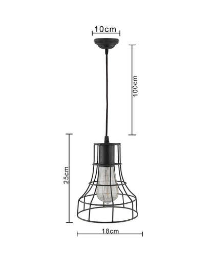 E27 Ediosn Vintage Black Metal Shade Hanging Light, Pendant Ceiling Light Lamp