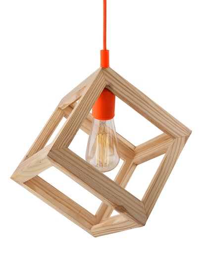Modern Nordic Wooden Pendant Cube Light, with Silicon Holder, Restaurant Dining Kitchen Hanging Light with Fixture, LED/Filament