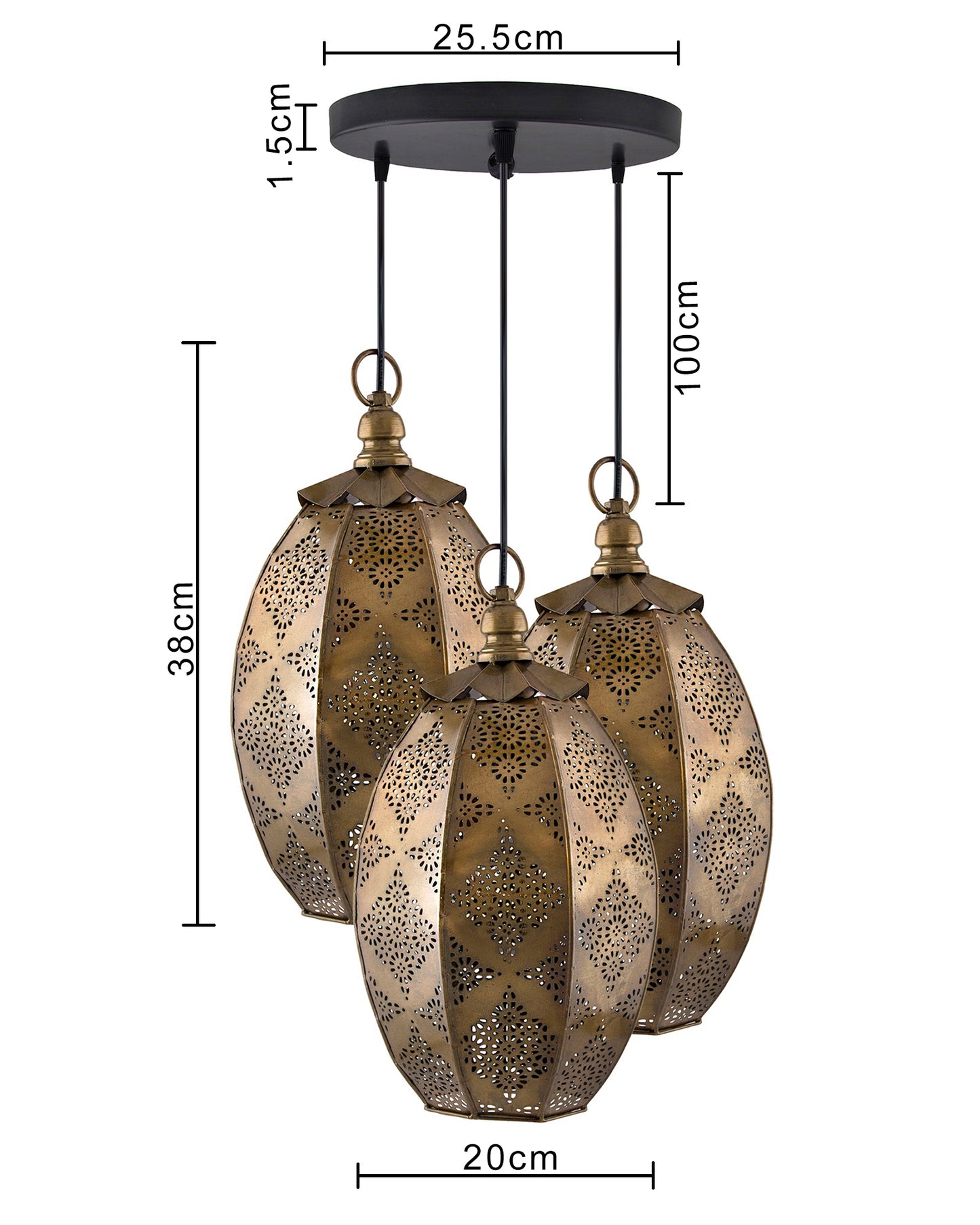 3-Lights Round Cluster Chandelier Ceiling Antique Finish Oval Moroccan Hanging Pendant Light with Braided Cord, URBAN Retro, Nordic Style, LED/Filament Bulb3-Lights c Style, LED/Filament Bulb