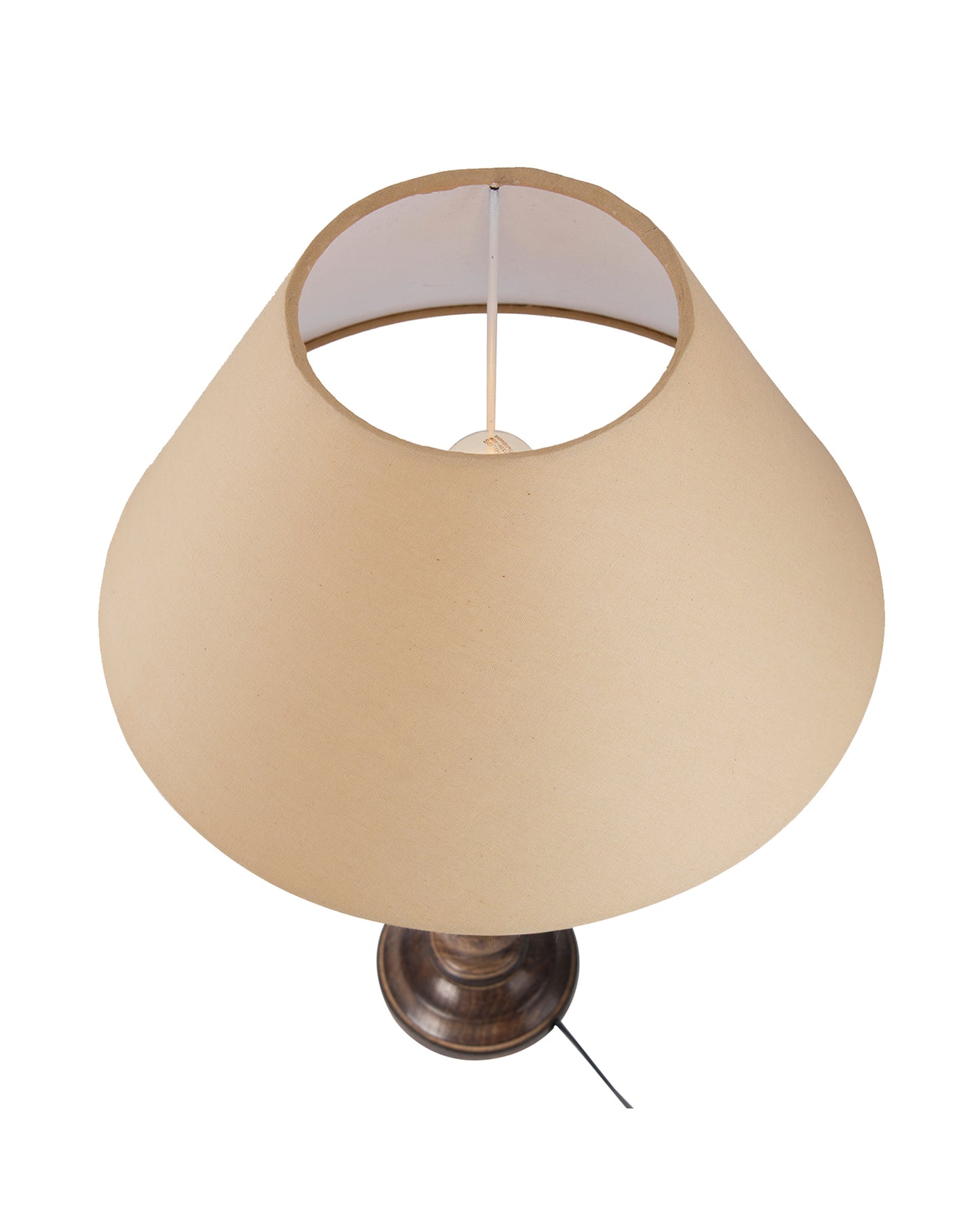 Floral Carved Black Wood Table Lamp With Shade
