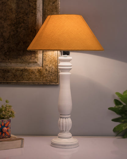 Classic Victorian White Wood Table Lamp With Shade