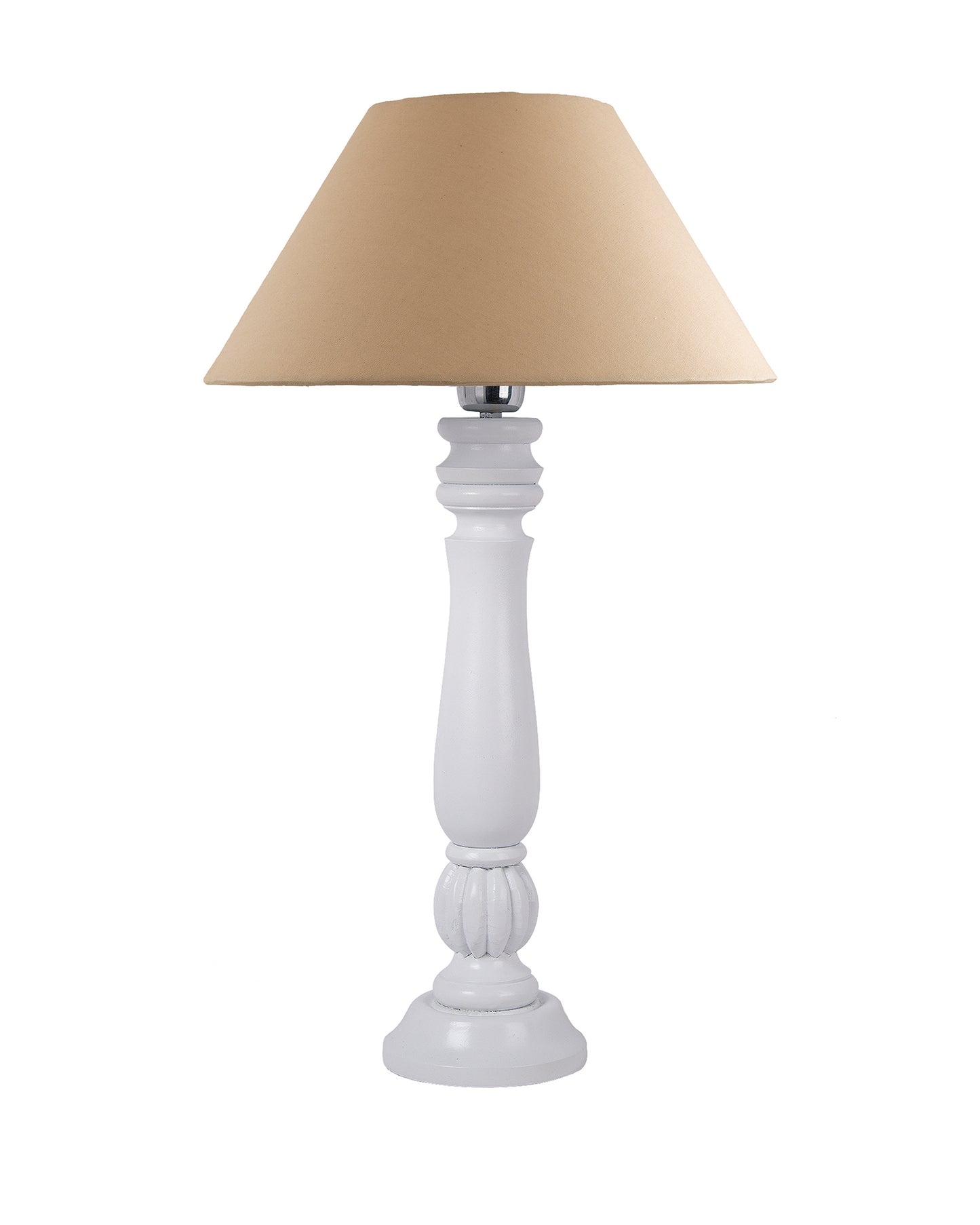 Classic Victorian White Wood Table Lamp With Shade