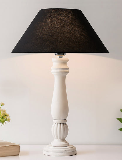 Classic Victorian White Wood Table Lamp With Shade
