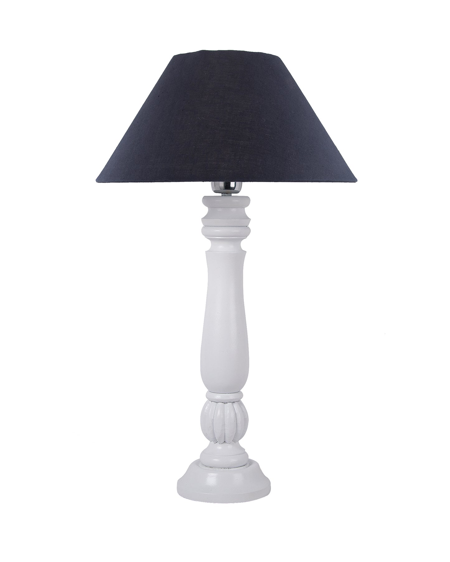 Classic Victorian White Wood Table Lamp With Shade