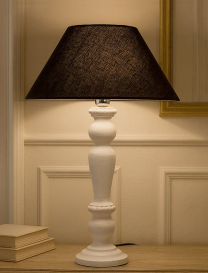 Eureka Polka White Wood Table Lamp With shade