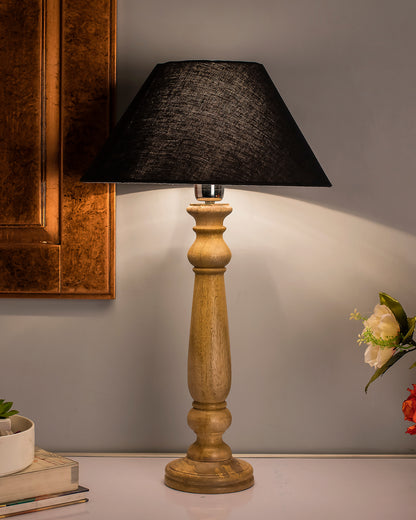 Mabel Rustic Wood Table Lamp with Shade