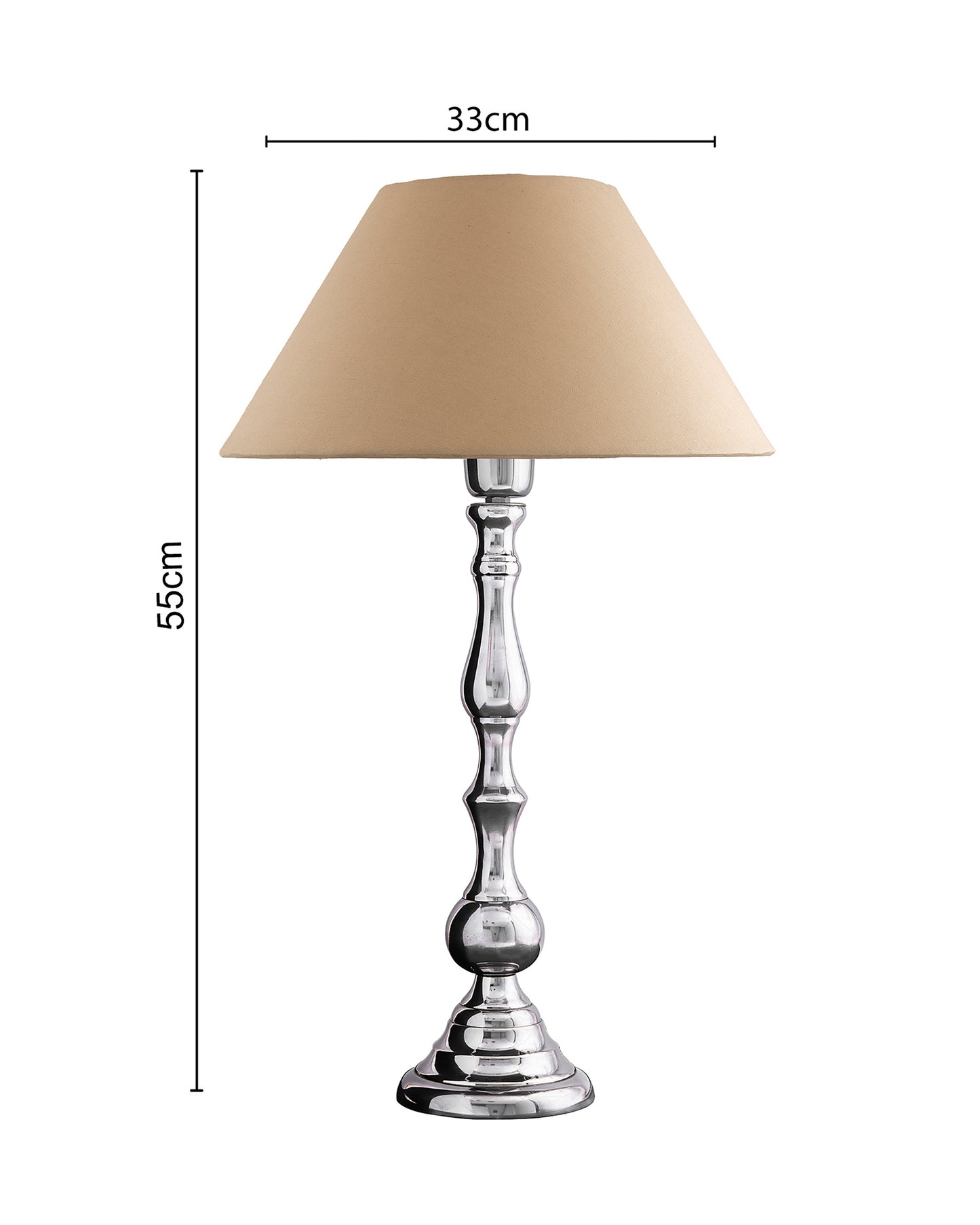Teardrop chrome lamp with shade