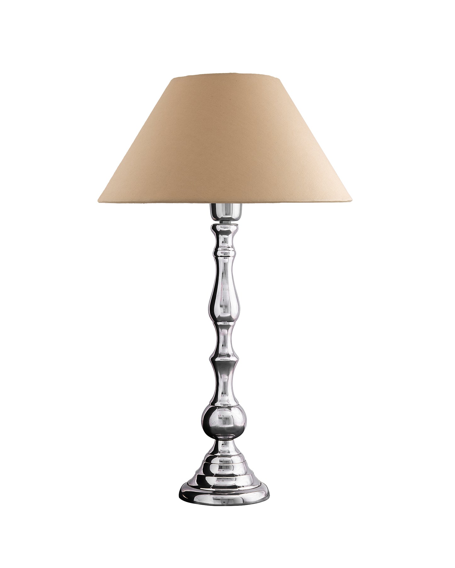 Teardrop chrome lamp with shade