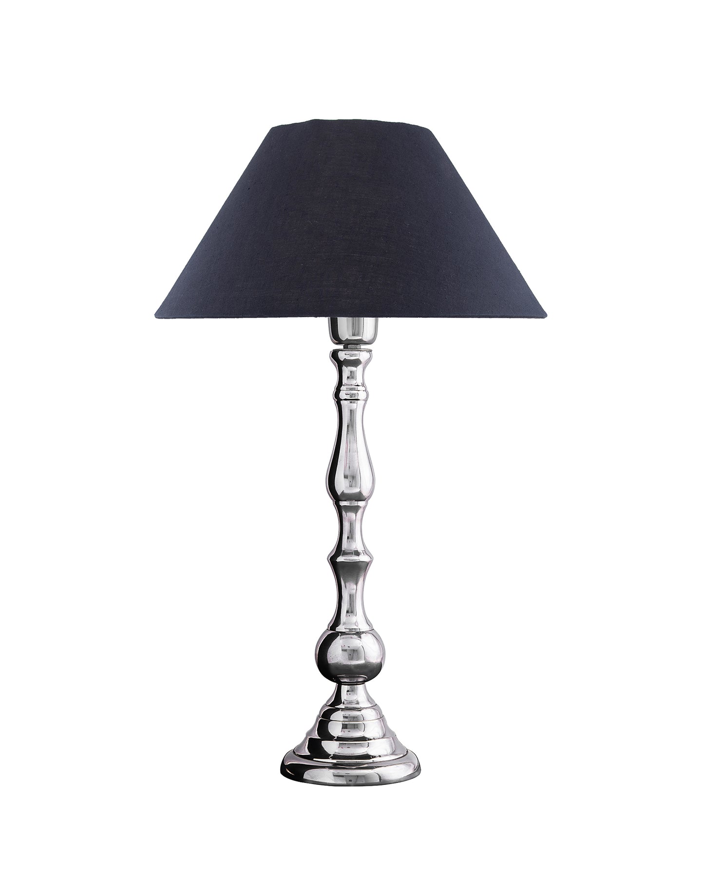 Teardrop chrome lamp with shade