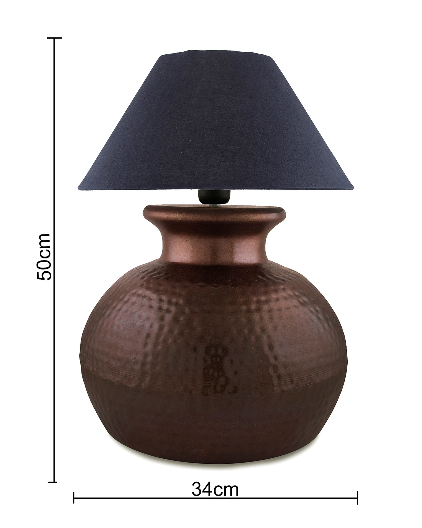 Antique Copper Hammered Pitcher Table Lamp with Shade