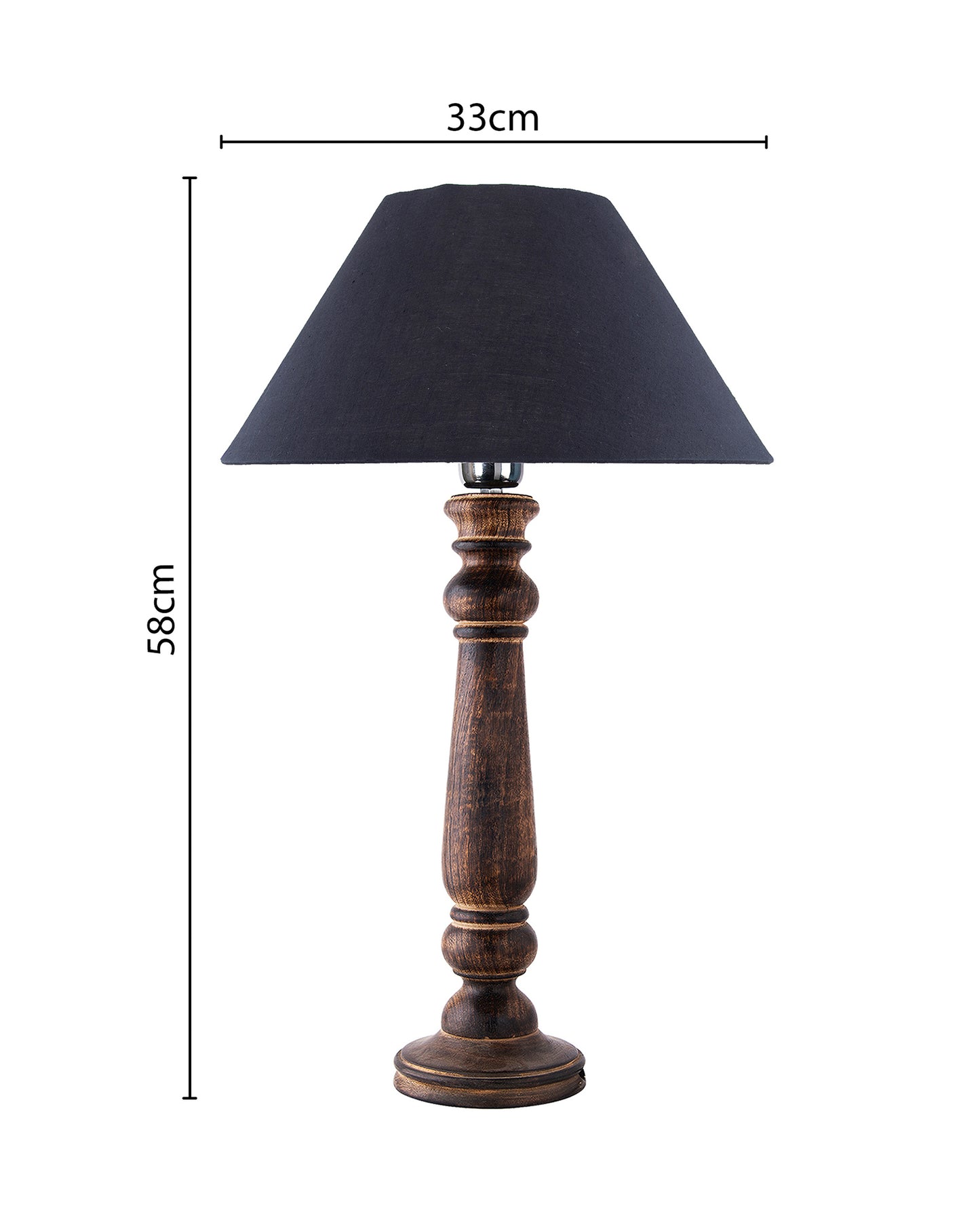 Mabel Antique Black Wood Table Lamp with Shade