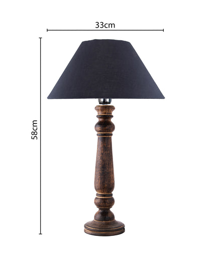 Mabel Antique Black Wood Table Lamp with Shade