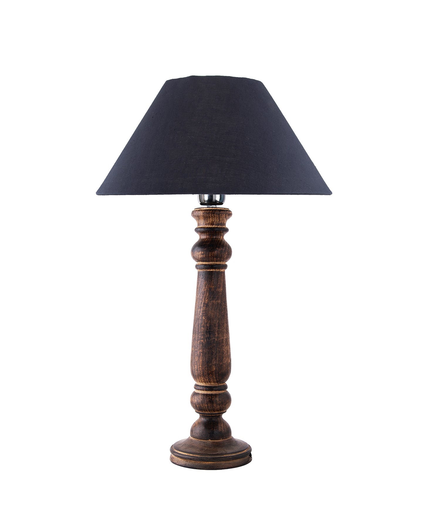 Mabel Antique Black Wood Table Lamp with Shade