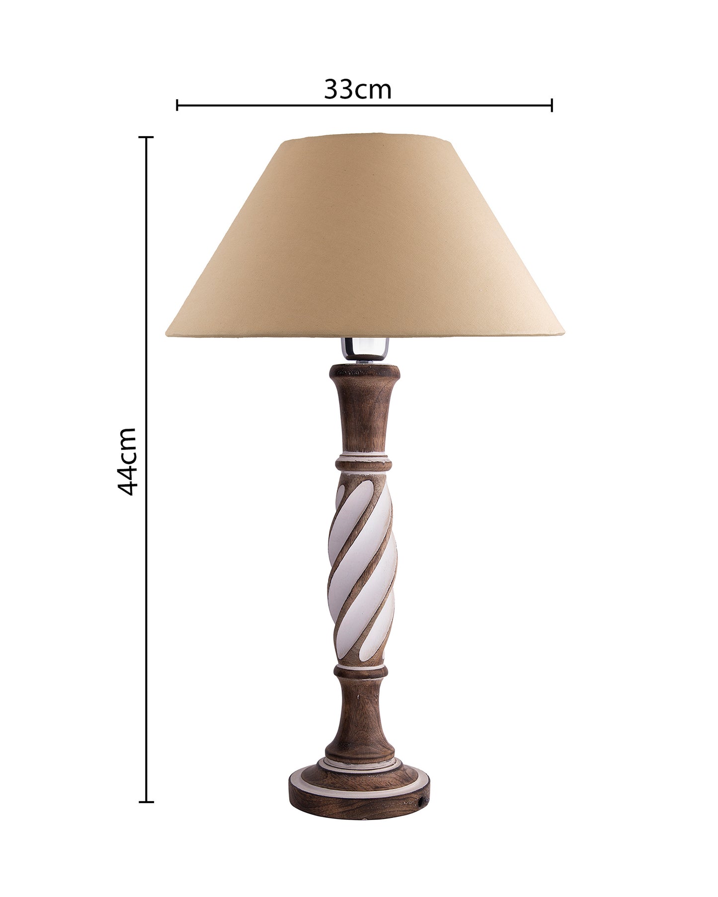 Antique White Twister wooden table lamp with shade