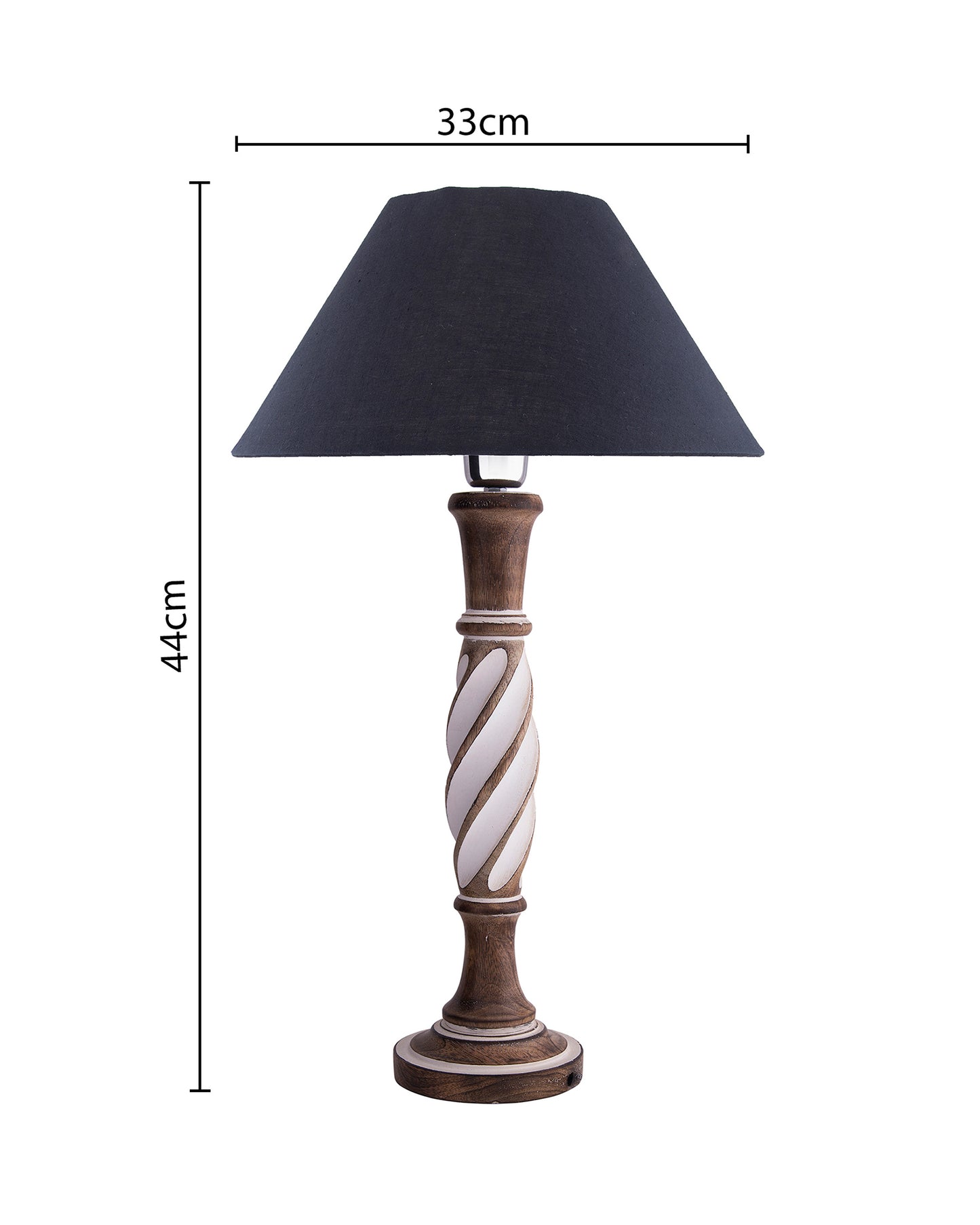 Antique White Twister wooden table lamp with shade