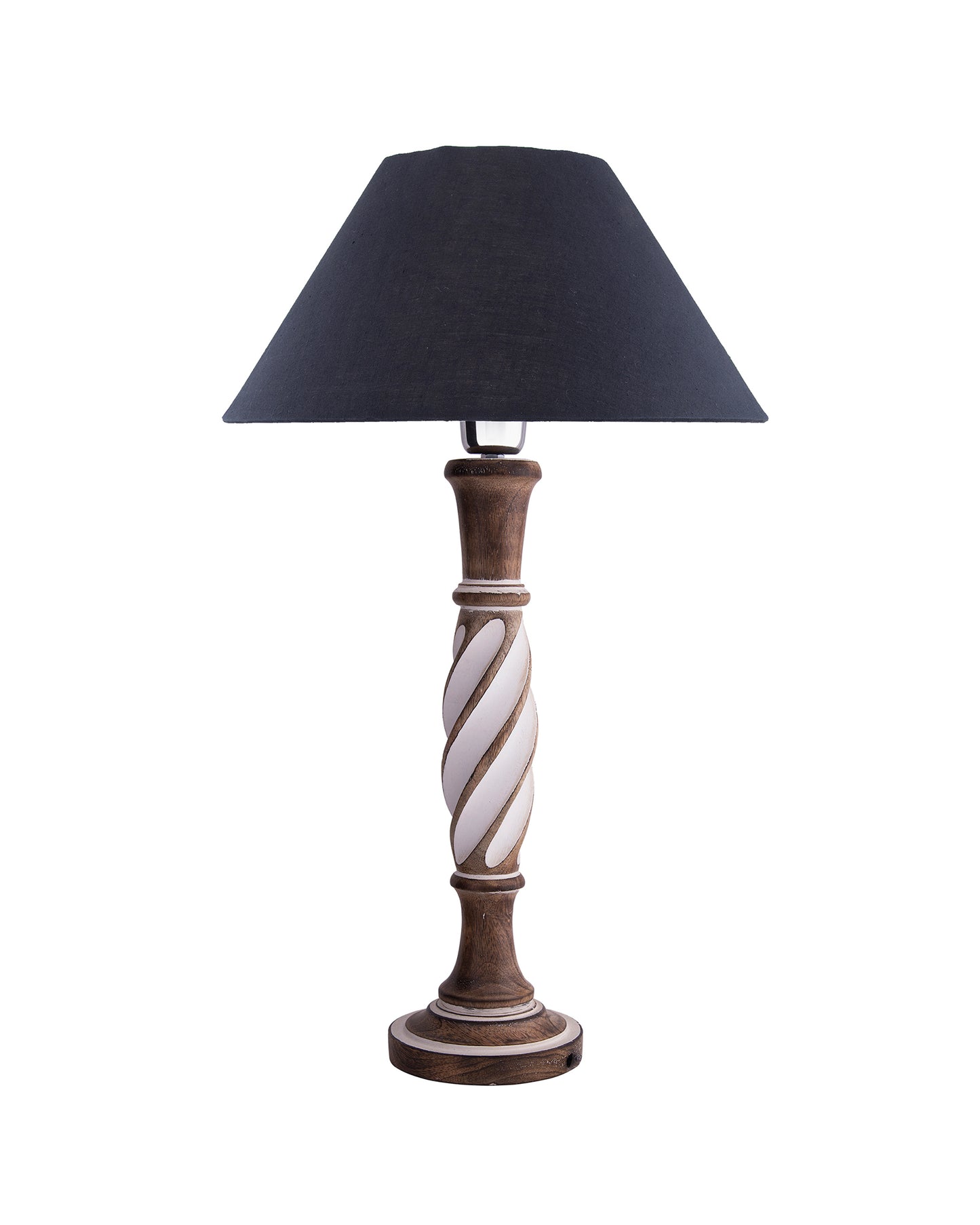 Antique White Twister wooden table lamp with shade