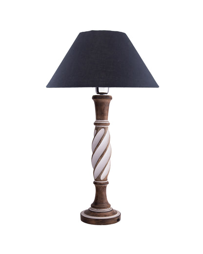 Antique White Twister wooden table lamp with shade